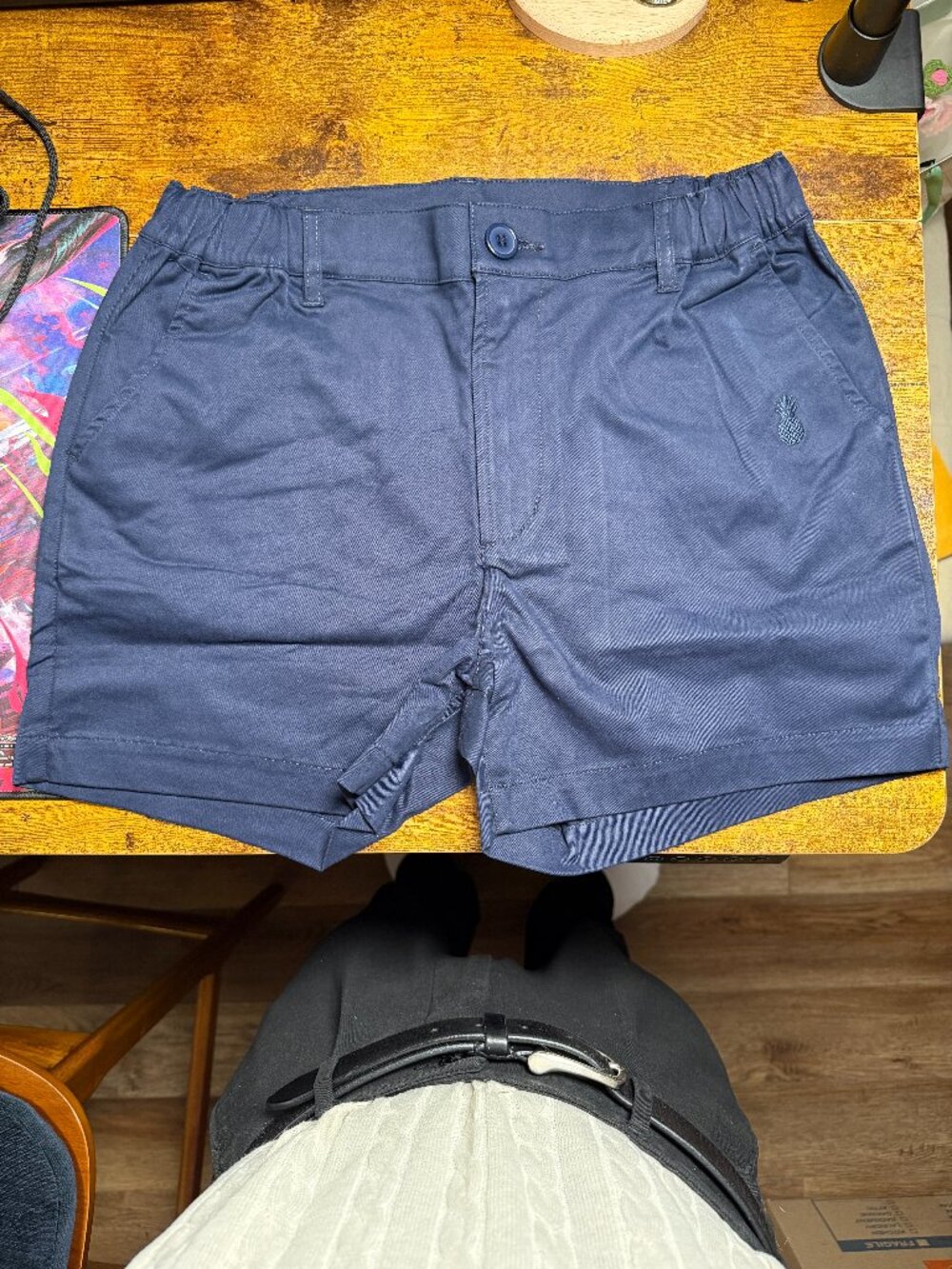 JJ Malibu: Muscle-fit Men's 4'' Stretchy Chino Shorts - Navy